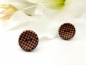 Preview: schwarz Karo Knopf Ohrstecker Holz Button